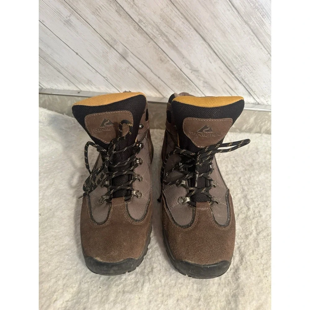 Ozark Trail Men's Mid Hiking Boots Brown Yellow Size 12 Pre-Owned Outdoor Trail